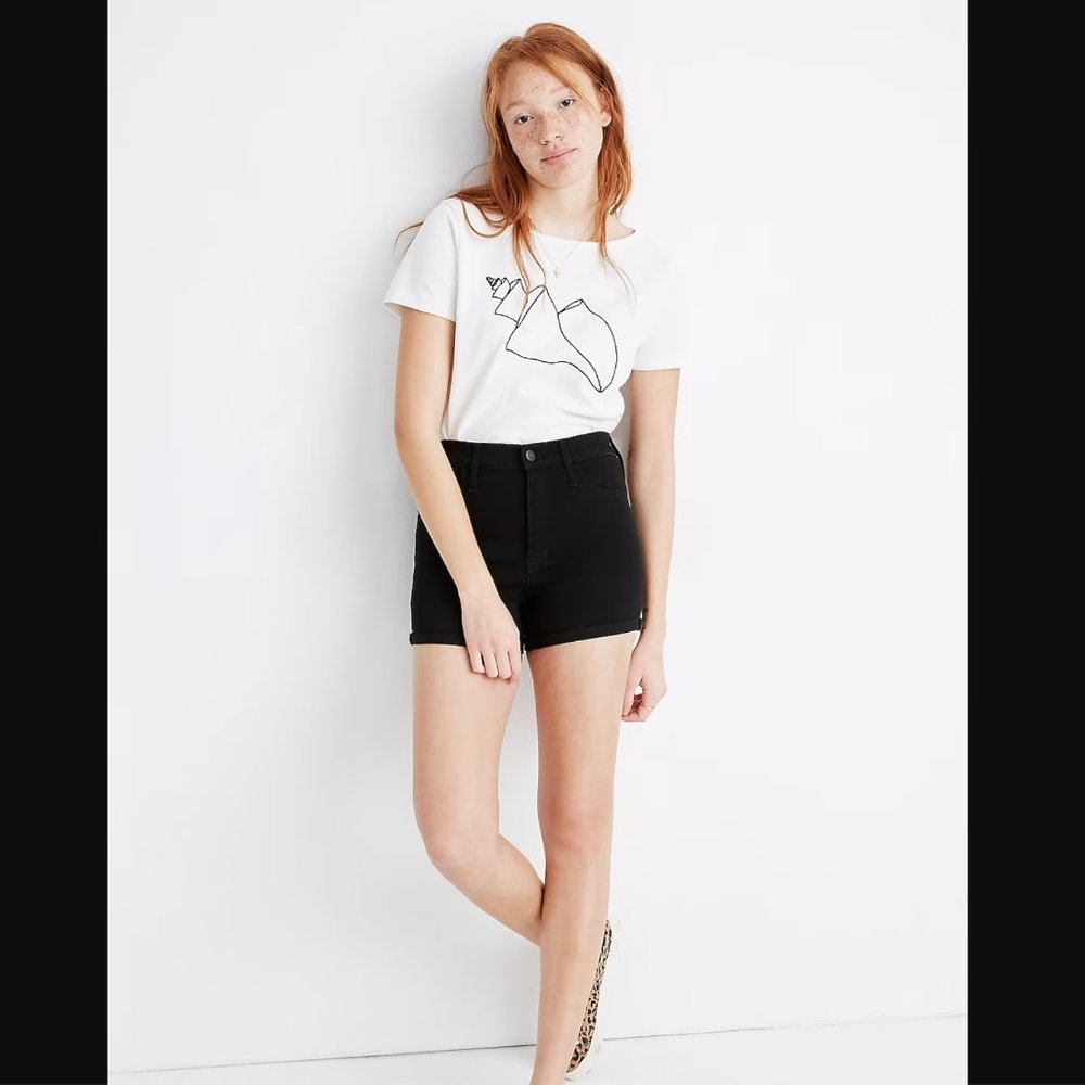 Madewell Roadtripper Jean Shorts in Bennett Black Size 25